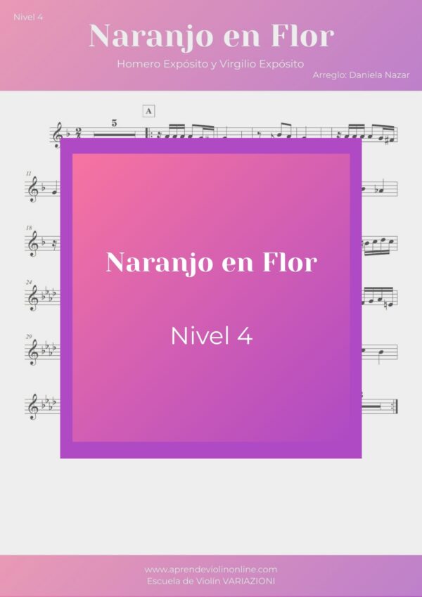 CANCIÓN: Naranjo en Flor - Hnos Expósito - Partitura + Audio - Nivel 4